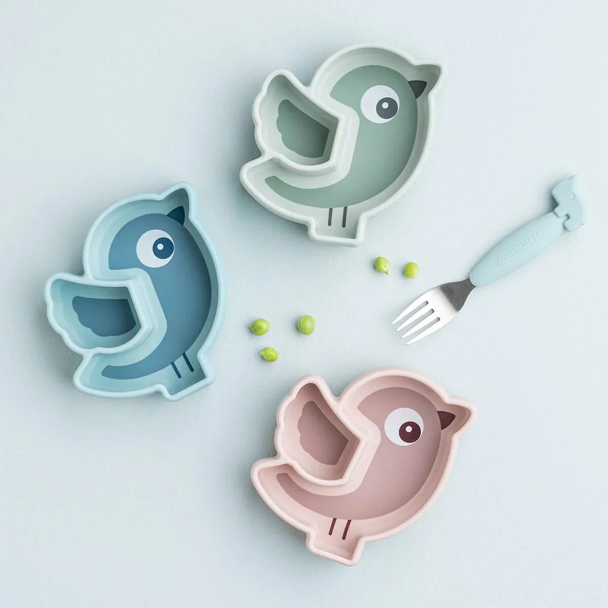 Done By Deer Stick & Stay Snack Plate Birdee - Green